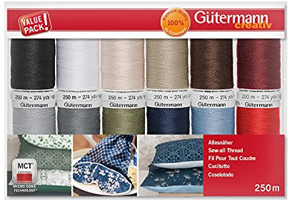 Gütermann Allesnäher Set 12 Rollen mit je 250 m Nähgarn aus Polyester