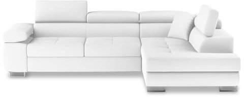 INTENSE DECO Canapé d'angle Droit Convertible Marius Blanc