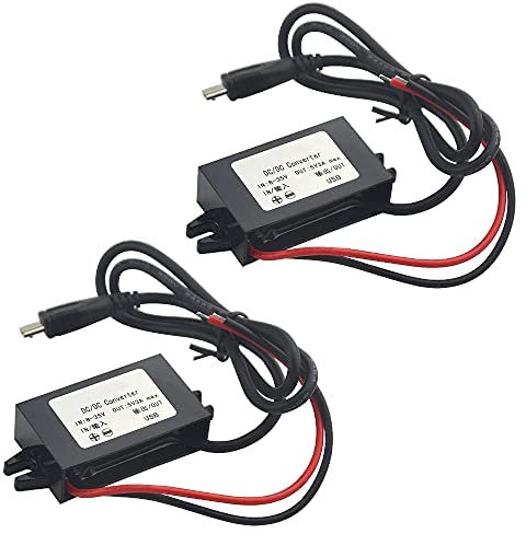 BGTXINGI Lot de 2 modules de convertisseur de buck DC-DC 3 A 12 V 24 V vers 5 V CC avec micro USB (interface micro USB)
