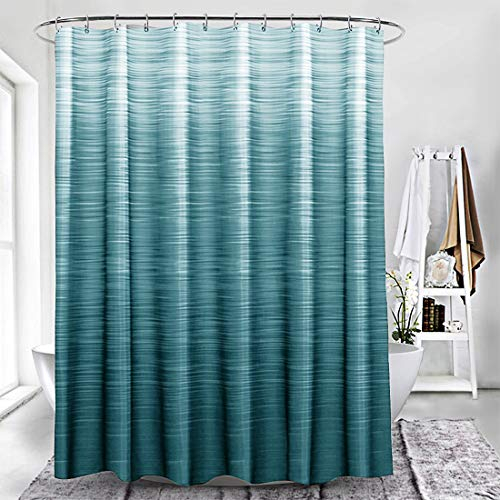 YEVDA Farbverlauf Duschvorhang 240x200cm Wasserdicht Anti-Schimmel Stoff für Badezimmer Türkis 180x200cm
