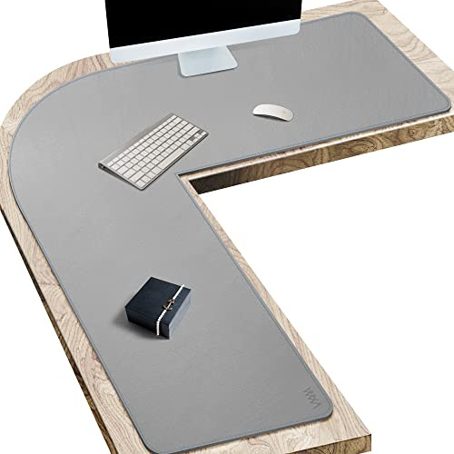 L-förmiger Schreibtischunterlage-Schutz, große, doppelseitige Gaming-Mauspads, Büro-Schreibtischunterlage, rutschfeste Schreibtischunterlage, Laptop-Schreibtischunterlage, Büro und Zuhause,Hellgrau