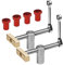 2pcs Table Workbench Fast Fixed Clip Clamp with 4pcs Bench Dogs, Woodworking Desktop Clip DIY Positioning Bench Stop and Fast Clamps for 19mm/20mm Dog Hole (19mm Red)
