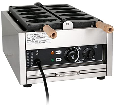 Piastra per Waffle Belga Elettrica 3000W, Waffle Maker Commerciale Antiaderente, con Manici in Legno, Temperatura Regolabile, Acciaio Inossidabile, Facile Pulizia, Manico Isolato