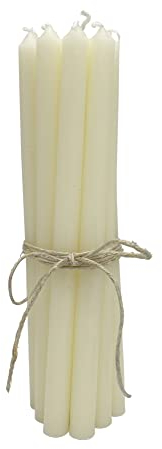 12er Pack dünne Stabkerzen H:20 cm Ø:1,3 cm div. Farben Brenndauer 2,5 Stunden Kerze Advent Weihnachten, Farbe:Creme