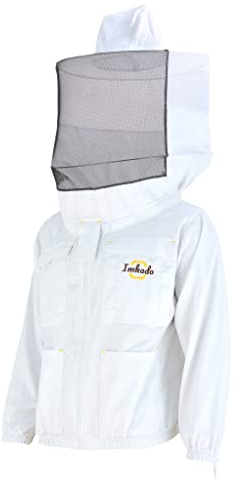 Imkado Imkerjacke, Schutzbekleidung für Imker - Schutz vor Bienenstichen - Schutzhemd, Schutzkleidung, Schutzjacke (XL, Schleier: Rundschleier)