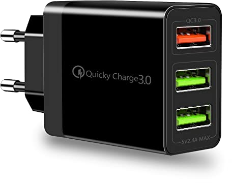 USB ladegerät netzteil stecker schnellladegerät Adapter,3Ports ladegerät mehrfach Mobile Phone Mains Chargers QC 3.0 High-Speed ladeadapter für Phone