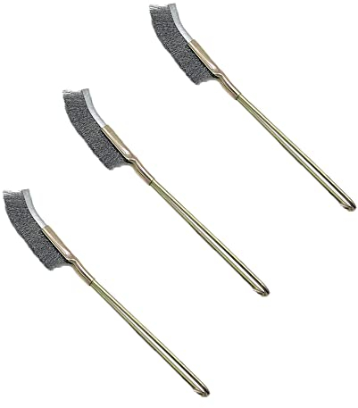 3Pcs spazzola metallica, professionale ruggine saldatura scorie vernice rimozione macchie strumenti per cucina e all'aperto (testa piegata in acciaio inossidabile)