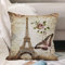 Kissenbezug 45x45 cm,Paris-Eiffelturm-Schmetterling und Blume,Outdoor Kissen Kissenbezüge Kissenhülle Sofa Kissen dekokissen Zierkissen für Wohnzimmer Garten deko draußen