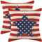 4. Juli Kissenbezüge, 40.6x40.6 cm, Set mit 2 Gedenktagen, Unabhängigkeitstag, rote Streifen, blaue Sterndekoration, Wurfkissen, amerikanische Flagge, USA, Bett, Dekorationen