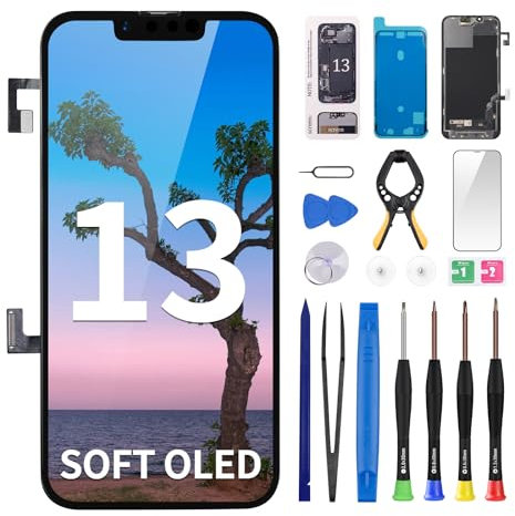 CYKJGS [Soft OLED] for iPhone 13 Screen Replacement with Front Speaker Proximity Sensor 3D Touch Display Digitizer 6.1 Full Assembly Fix Tools Kit Repair Front Glass A2631 A2633 A2634 A2635 A2482