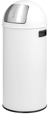 eluno Cubo de basura de 25 litros de chapa de acero, retro con tapa extraíble, cubo de basura de cocina con solapa de empuje (blanco)