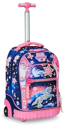 Mitama Trolley Run Scuola Macic Pink,Doppio Scomparto, Rosa e Viola, Scuola Elementare e Tempo Libero, Bambina Ragazza