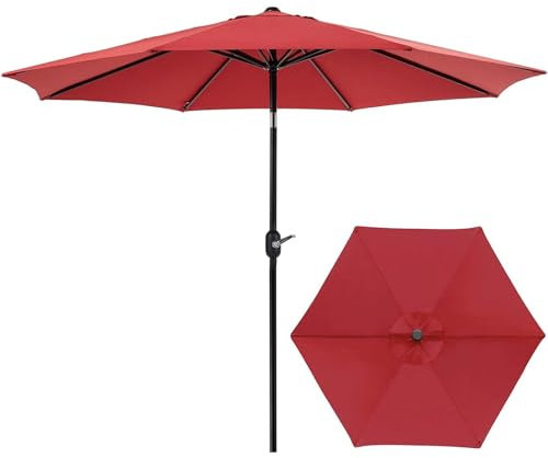 SOYDAN 270cm-Sonnenschirm, Wasserdicht Terrassenschirm für Den Außenbereich, Kurbel und Kippbar, 8 Robuste Rippen, Marktschirm für Rasen, Hinterhof, Pool