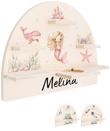 Bärenfreunde® - Personalisiertes Tonie Regal für Kinderzimmer - Magnetisches Toniebox Regal für Toniebox & Figuren mit abgerundeten Ecken & Kanten (Meerjungfrau)