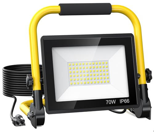REFDAQ - 10000LM LED WORK LIGHT - Portable flood light with 6ft cord, IP66 waterproof work lights for indoor and outdoor, workplace, workshops, construction,