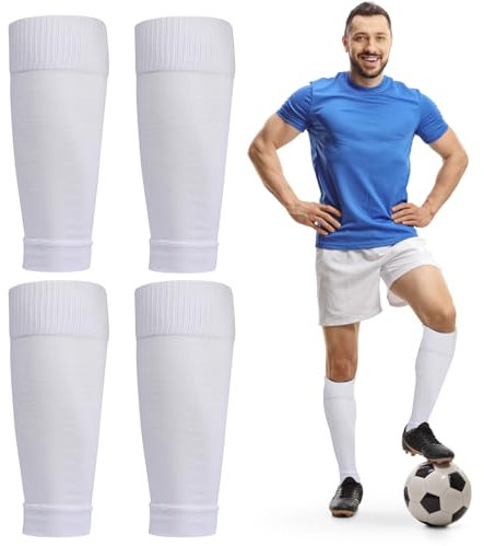 ALLGAYER 2 Pcs Football Sock Sleeves,Sock Sleeves,Football Sock Sleeves,Breathable Cushioned Sports Liners,Compression Fit for Running Training Soccer,Men’s White Performance Protectors