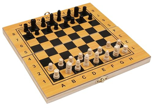 Schach Holz 3in1, Dame, Triktrak Brettspiel Schachbrett 24x24 (Holzschach)
