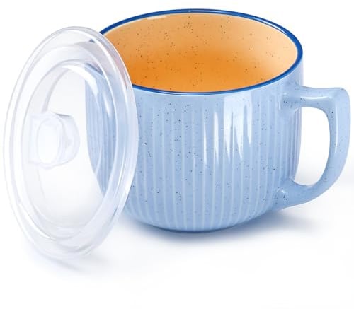 NUTRIUPS Mikrowellen Keramik Suppenschüssel mit Henkel, 900ml Suppentassen mit Henkel, Kaffeetasse Groß