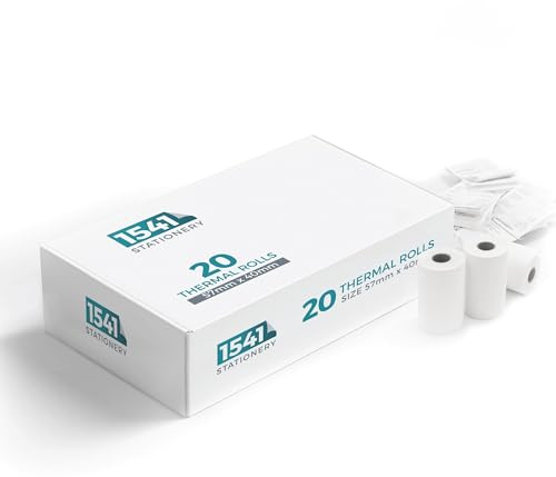 Thermal Till Rolls 57mm x 40mm 20 Rolls BPA-Free Card Machine Paper for PDQ Terminals, Cash Registers and Thermal Printers – Clear, Reliable Printing for Retail, Hospitality and Takeaway Use