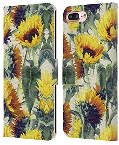 Head Case Designs Officially Licensed Micklyn Le Feuvre Sunflowers Forever Florals Leather Wallet Case Compatible With Apple iPhone 7 Plus/iPhone 8 Plus