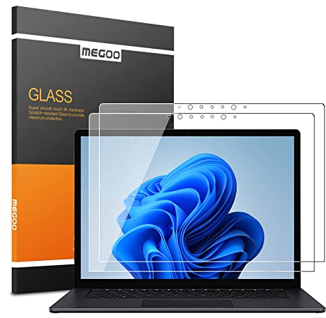 MEGOO (2 Pack) Surface Laptop 5/4/3/2/1 Screen Protector, Tempered Glass, Smooth Touching, Quick Response, Anti-Scratch, Compatible For Microsoft Surface Laptop 2 (2018 Release) - 13.5 Inch