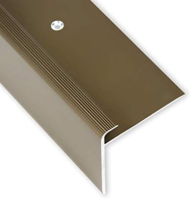 Toolerando Perfil en Forma de F para Canto de Escalera, Montaje con Tornillos, de Aluminio, Longitud 100 cm, Bronce