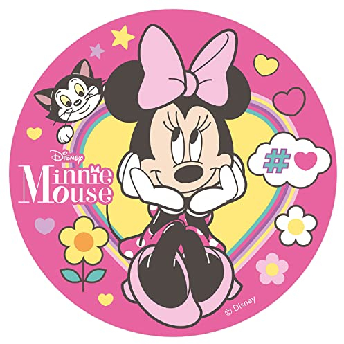 Dekora - Decoration Gateau Anniversaire Feuille Azyme de Minnie Mouse - 20 cm Diametre