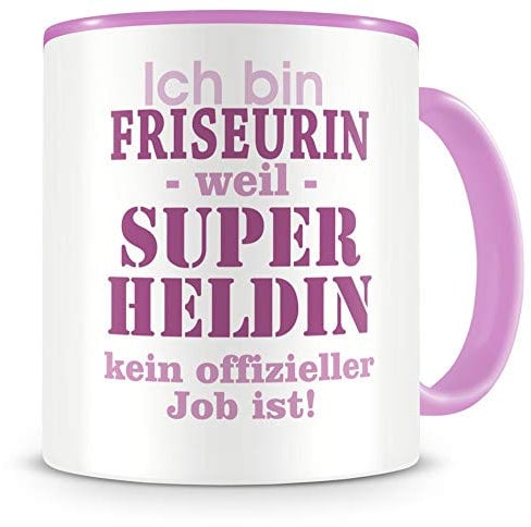 Samunshi® Ich bin Friseurin Tasse Beruf Geschenk Kaffeetasse Teetasse Kaffeepott Kaffeebecher Becher rosa