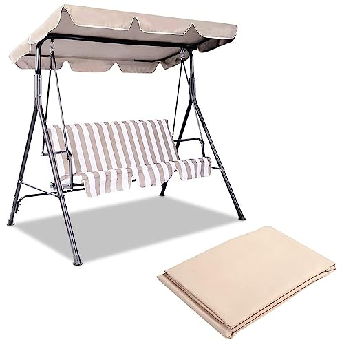 COSTWAY Techo de Repuesto para un Columpio, Toldos para Balancin de Exterior Impermeable y UV Protección, Toldo de Reemplazo de Poliéster Universal para Balcón, Jardín y Patio (191 X 132 cm, Beige)