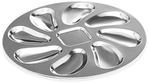 Oyster - Plato de acero inoxidable para ostras, salsa y limones con forma de concha de ostra