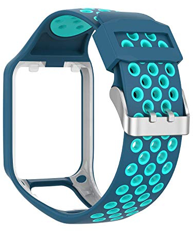 MCO Armband kompatibel Tom Tom,Silikon Uhrenbänder für Tomtom Runner 3 Armband/Runner 2/Spark 3/Adventurer/Golfer 2 (Blau&Blaugrün)