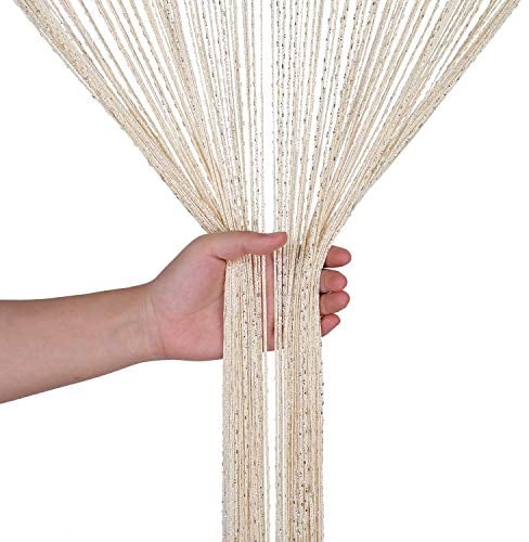 WedDecor Schnur Vorhänge Glitzer Fransen Panel Fliegengitter Zimmer Organizer Quaste Vorhang für Türen, Türöffnung, Windows, Wohnkultur, Ereignis Dekoration, (90cm x 200cm) - Beige, 90 x 200cm