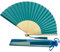 FANSOF.FANS Silk Fabric Fan with a Tassel Grade A Bamboo Ribs Wedding Party Favour Handheld Fan (Deep Sky Blue)