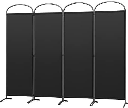 Angel Living Paravent Stellwand Sichtschutz Faltbarer Raumteiler Trennwand Sichtschut für Draußen Garten Schlafzimmer Wohnzimmer Büro Innen Außenbereich (Schwarz, 4 Teilig)