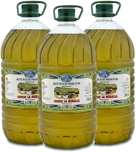 Huile d'olive extra vierge Cortijo la Muralla Variété Hojiblanca Pack 3 Carafes de 5 Litres