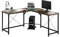 HOMCOM Computertisch, L-förmiger Eckschreibtisch, Schreibtisch, Bürotisch, E1 Spanplatte +Metall, Schwarz+Braun, 150 x 150 x 75 cm