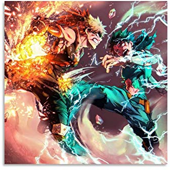 Huangchen Anime-Poster My Hero Academia Izuku VS Katsuki Kunstdruck auf Leinwand, modernes Design, 40 x 40 cm
