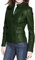 Damen-Lederjacke, stilvoll, Motorrad-Biker, echtes Lammfell, 32, dunkelgrün, 3XL