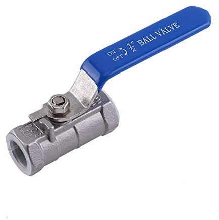 Kugelhahn, Innengewinde 1/2 '' NPT Voller Port 2 Way Drehhebel Edelstahl SS304 Zwei Stücke Kugelhahn für Wasser, Öl und Gas mit blauen Verriegelung Griffe