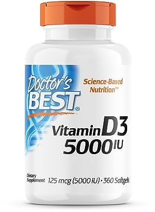Doctor's Best, Vitamin D3, 5,000 IU, High Dosage, Depot Weekly Dose, 360 Soft Capsules, Laboratory Tested, Soy Free, Gluten Free, GMO Free