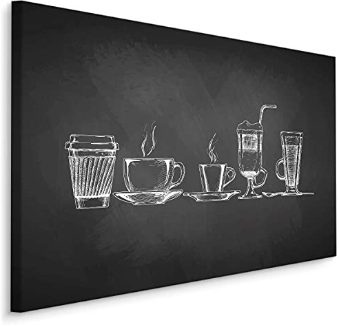 Muralo Wandbild Kaffee, Zeichnung, XXL, Kunstdruck - 90x60 cm | Leinwandbild, Modernes Design, edle Optik - ideal für Schlafzimmer und Wohnzimmer, Ein echter Hingucker in jedem Zuhause