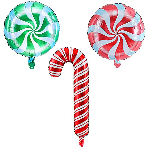 3 Stück Zuckerstange Windmühle Folienballon Weihnachten Party Dekorationen Kinder Spaß Geburtstag Geschenke für Foto Hintergrund Supplies Weihnachten Geburtstag Party Dekoration