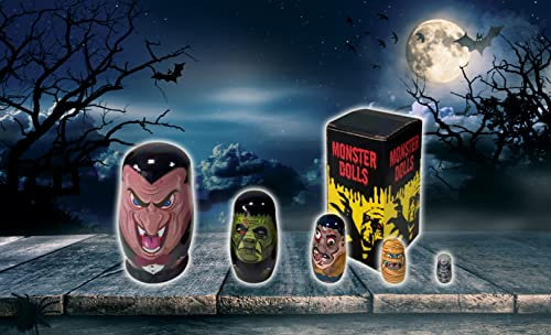 Tile Sticker Company 5pc halloween monsters dracula zombie wooden paint matroschka babushka russische nesting dolls russische doll set stacking