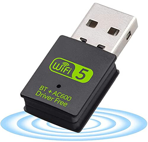 YJLX Bluetooth Wifi Dongle for PC 600Mbps Dual Band 2.4/5GHz Mini Wireless Network USB Wi-Fi Adapter 802.11ac for PC Desktop Laptop, Support Windows 10/8/8.1/7/Vista/XP Mac Os