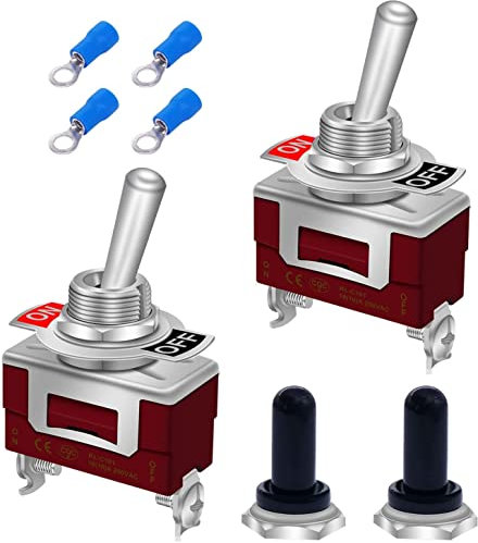 mxuteuk 2Pcs Interruttore a Levetta 12V 30A ON/Off 2 Pin 2 Posizioni SPST Interruttore Impermeabile con Terminali a Cappuccio Impermeabile per Auto Auto Barca IT-KL-C101