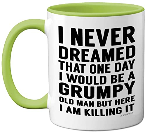 Stuff4 Grumpy Old Man Mug, Grandad Gifts, Dad, Father’s Day or Christmas Novelty Mug, Funny Gifts, Perfect Birthday Present, Funny for Men, 11oz Green Ceramic Dishwasher Safe