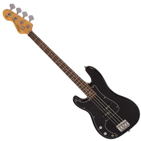 VINTAGE V40 COASTER SERIES LEFT HANDED BASS GUITAR - GLOSS BLACK
