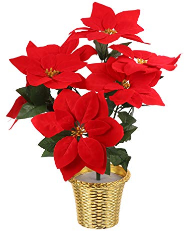 Weihnachtsstern Im Topf, Künstliche Poinsettia Im Topf Für Weihnachten Weihnachtliche Weihnachtsdekoration Blüte