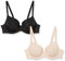 Amazon Essentials Reggiseno a Copertura Totale Donna, Pacco da 2, Nero/Petalo Chiaro, 5A