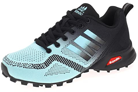 Dvina Hochwertige Sneaker Sportschuhe in Neon-Farbe - Perfekt für Lauf- und Trekking-Abenteuer sowie Freizeitaktivitäten - Bequeme Schnürschuhe mit Runners-Design Halt SD2053 Hellblau Schwarz EU 39